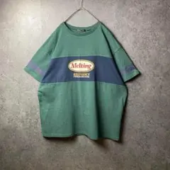 VINTAGE Tシャツ 緑　デカロゴ　刺繍　レトロ　ストリート