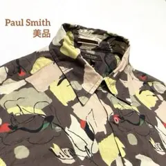 【最高級ライン】ポールスミスコレクション 花柄 総柄 シャツ ブラウン M 茶