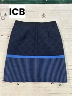【美品】ICB ネイビー テクスチャー付きスカート USA 4のサムネイル