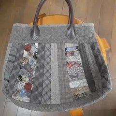 パッチワークデザイン バッグ グレー系