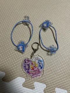 青色キャラクター アクリルキーホルダー・ヘアゴムセット