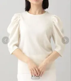 e/rm テクスチャーカタパフ　プルオーバー　5部袖　アイボリー
