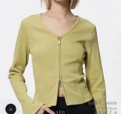 新品タグ付きGU　リブダブルジップVネックカーディガン