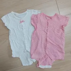 女の子 前開き ロンパース 半袖 ドッド柄 セット まとめ売り