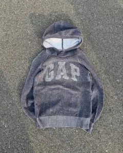 k*u様 00s oldgap 鬼フェード ネイビー ロゴ 短丈 ジップパーカー