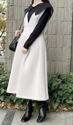 襟付きワンピース ロングワンピース