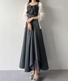 mipiarl ミピアール フロントリボンラッフルキャミワンピース