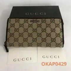 GUCCI グッチ GGキャンバス ラウンドファスナー 長財布 レディース