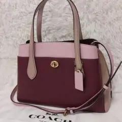 【超美品】COACH バーガンディ ピンク ショルダーバッグ　ハンドバッグ