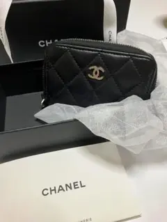 正規品 CHANEL ラムスキンキルティング コインケースマトラッセ ブラック