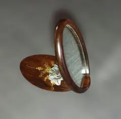 アンティーク風ミラー　手鏡　木製の縁　未使用‼️