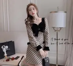 bouquet de mariee リボン ドレス　ベロア　ワンピース