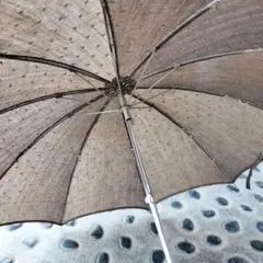 おしゃれ　茶ドット柄 日傘 ポリエステル製　昭和レトロ
