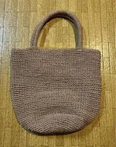 ベージュ編み物トートバッグ