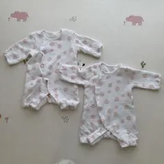 ピンク花柄ロンパース 2点セット