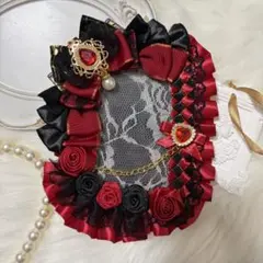 赤×黒 バラ ♡ハンドメイド デコ硬質ケース【60】
