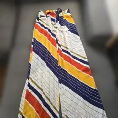 FOREVER 21 ストライプ ワイドパンツ リボンベルト付き XS