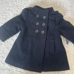 ブラックボタン付きコート フード付き 80