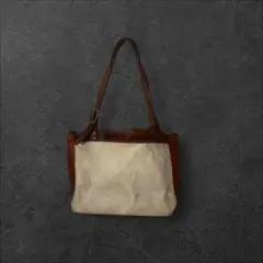grunge archive canvas tote bag leather