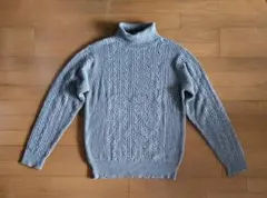 ケーブル編み　タートルネックセーター　XL グレー
