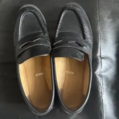 ブラックレザー ローファー 低ヒール　学生靴