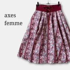 極美品✨アクシーズファムaxes femmeストロベリーチェック柄スカート　赤のサムネイル