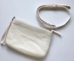 2way ショルダーバッグ　クラッチバッグ　アイボリー系