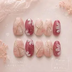 【現品限定】桜ピンク×フラワーアートちゅるんネイル