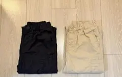 ユニクロ　110サイズ 黒 ベージュ ロングパンツ 2点セット