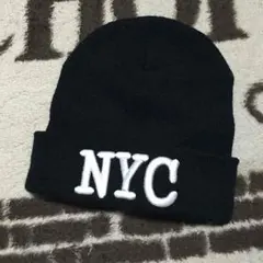 ニット帽 黒 NYC