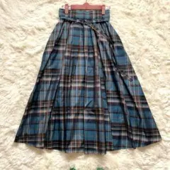 Mystrada マイストラーダ タックギャザースカート チェック柄 ベルト付