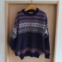 L ノルウェー製 LLBean 雪柄セーター norway