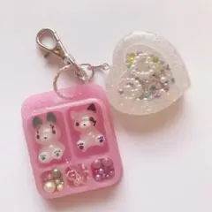 猫×うさぎデザイン レジンチャーム