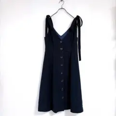 【JILLSTUART】ジルスチュアート(2)ノースリーブ ひざ丈ワンピース 紺