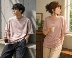 ユニクロU 半袖Tシャツ XL ピンクベージュ 無地 ビッグシルエット