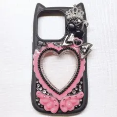 iPhone15Proデコカバーケース★リボン