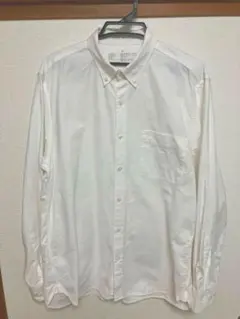 無印良品　洗いざらしオックスボタンダウン長袖シャツ　ホワイト XLサイズ