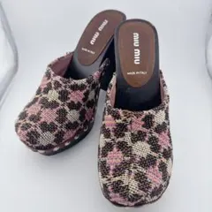 miu miu ツイード ヴィンテージ ウッドソール サボサンダル ミュールのサムネイル