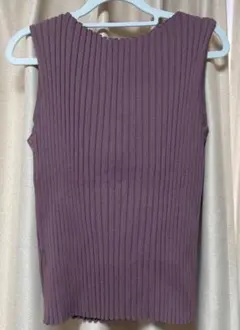 ニット　ノースリーブリブタンクトップ　未使用　スモークピンク