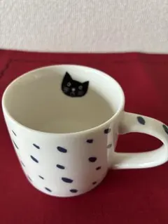 マタノアツコ黒猫デザイン マグカップ ドット柄