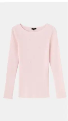 PLST ボートネックリブニットプルオーバー　L