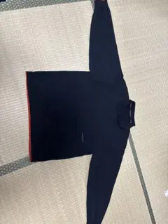 ブラック長袖ニットポロシャツ