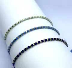 ブルーカラー系 ビーズブレスレットセット 3本入り