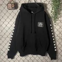 VANS バンズ プルオーバー スウェット パーカー ロゴ刺繍 サイドライン 黒