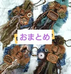 デニムリメイク☆デコレーションチャーム☆ビンテージ風☆割と大きめ☆4個セット