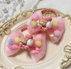 №306 お花入り♡うさ耳 シェイカー レジンヘアゴム 2個セット - メルカリ
