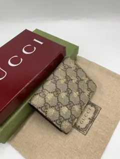 GUCCI GGスプリーム ビー 二つ折り財布 蜂 グッチ 小銭入れ お札入れ