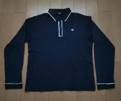 【ビンテージ】CCM　ネイビー 長袖ポロシャツ 　Lサイズ