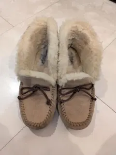 ☆UGGベージュ スエード ファー モカシンブーツ☆
