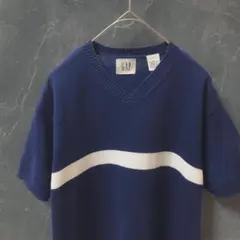 90s OLD GAP 半袖 ワンボーダー ニット Tシャツ プルオーバー